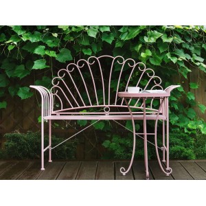 Runder, rosa Beliani Gartentisch CAVINIA (40x40x64 cm) aus Metall, passend zu Gartenmöbeln.