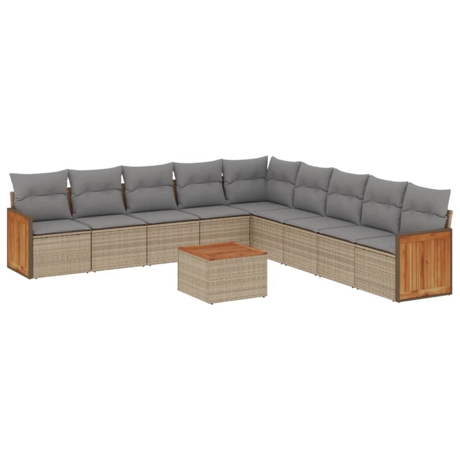 vidaXL 10-Tlg Garten-Sofagarnitur mit Kissen Beige Poly Rattan 3260148 günstig online kaufen
