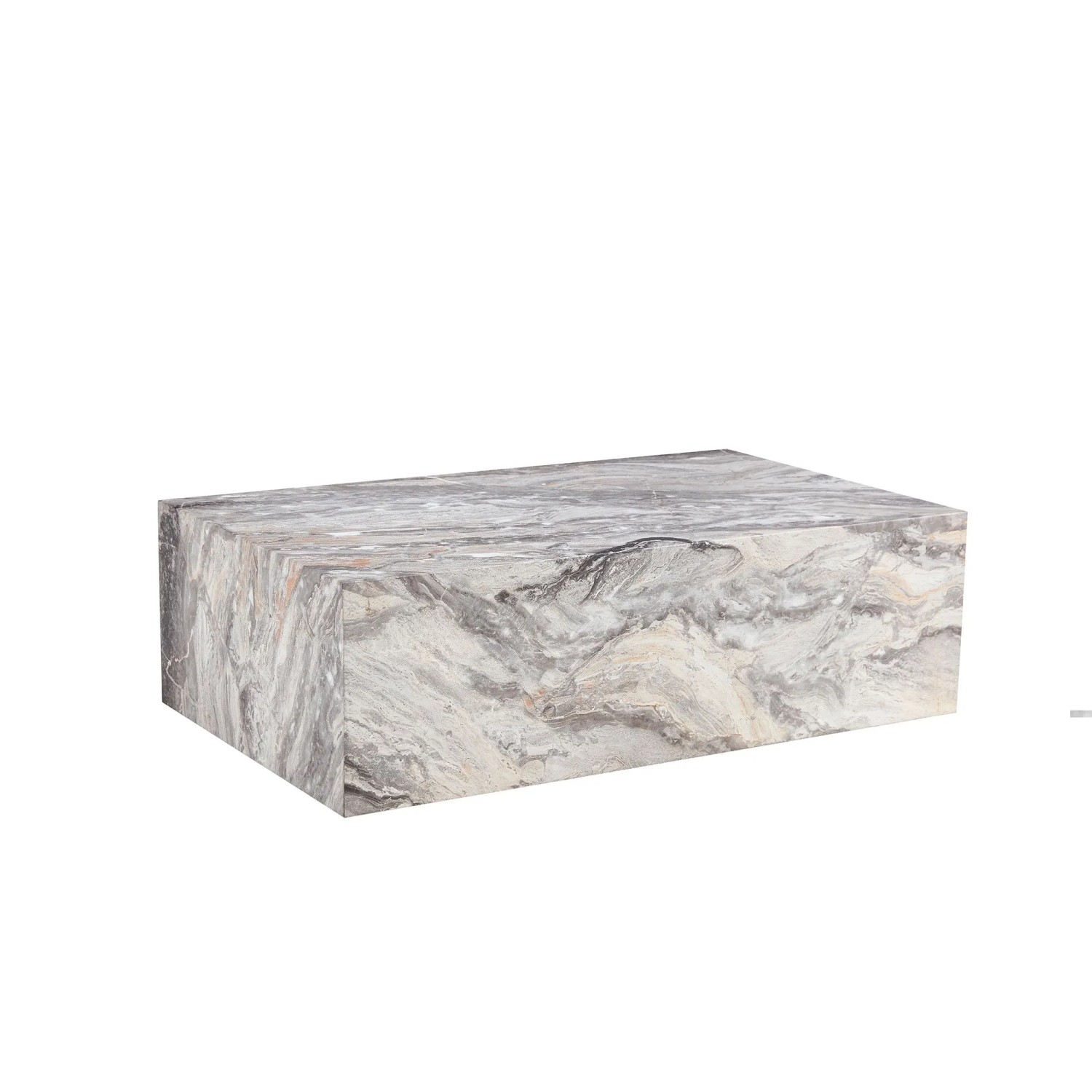 okwish Couchtisch mit Marmorimitat Rechteckig Wohnzimmer Skandinavisch 90x50x30cm Grau