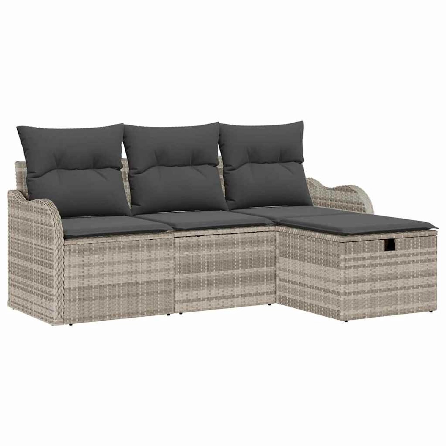 vidaXL Garten-Sofa-Set mit Kissen 4-Tlg Hellgrau Poly Rattan 3360283 günstig online kaufen