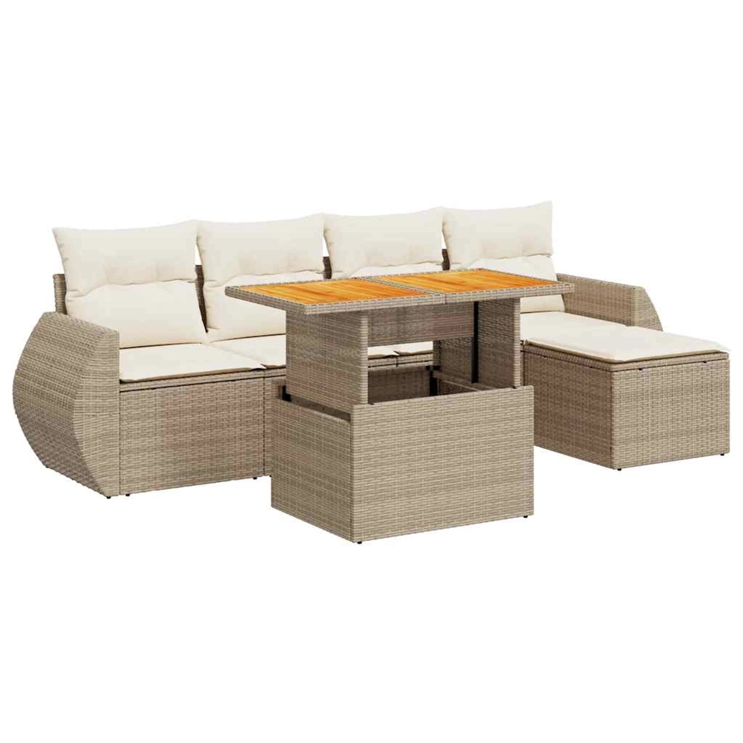 vidaXL 6-Tlg Garten-Sofagarnitur mit Kissen Beige Poly Rattan 3327250 günstig online kaufen
