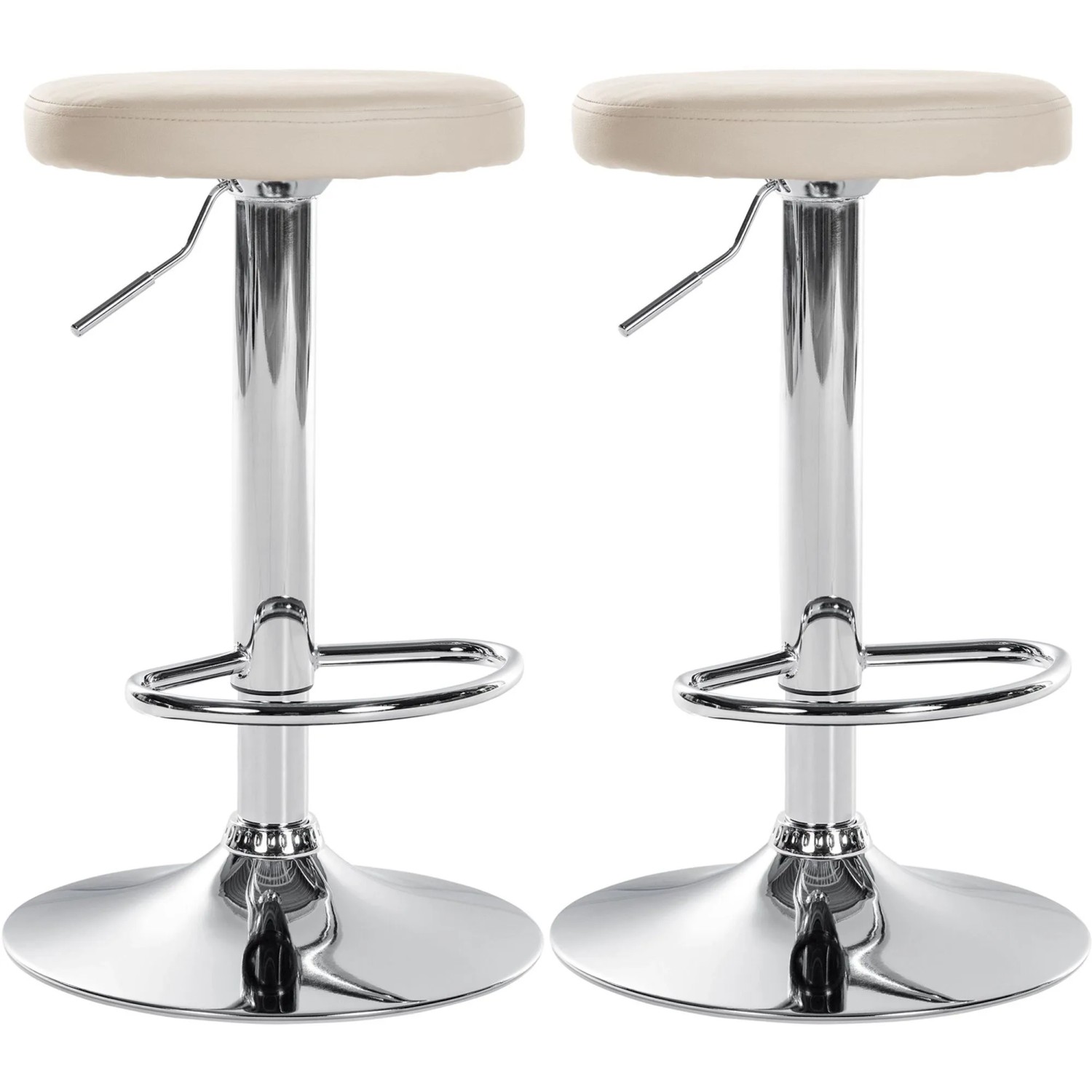 CLP 2er Set Barhocker Ponte Kunstleder Metall in Chromoptik/creme