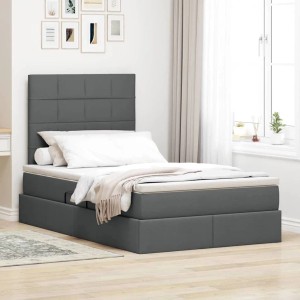 vidaXL Bett mit LED-Lichtleisten Dunkelgrau 120 x 200 cm Stoff 3372409