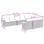 vidaXL 10-tlg. Garten-Sofagarnitur aus schwarzem Poly Rattan mit Kissen und Maßen.