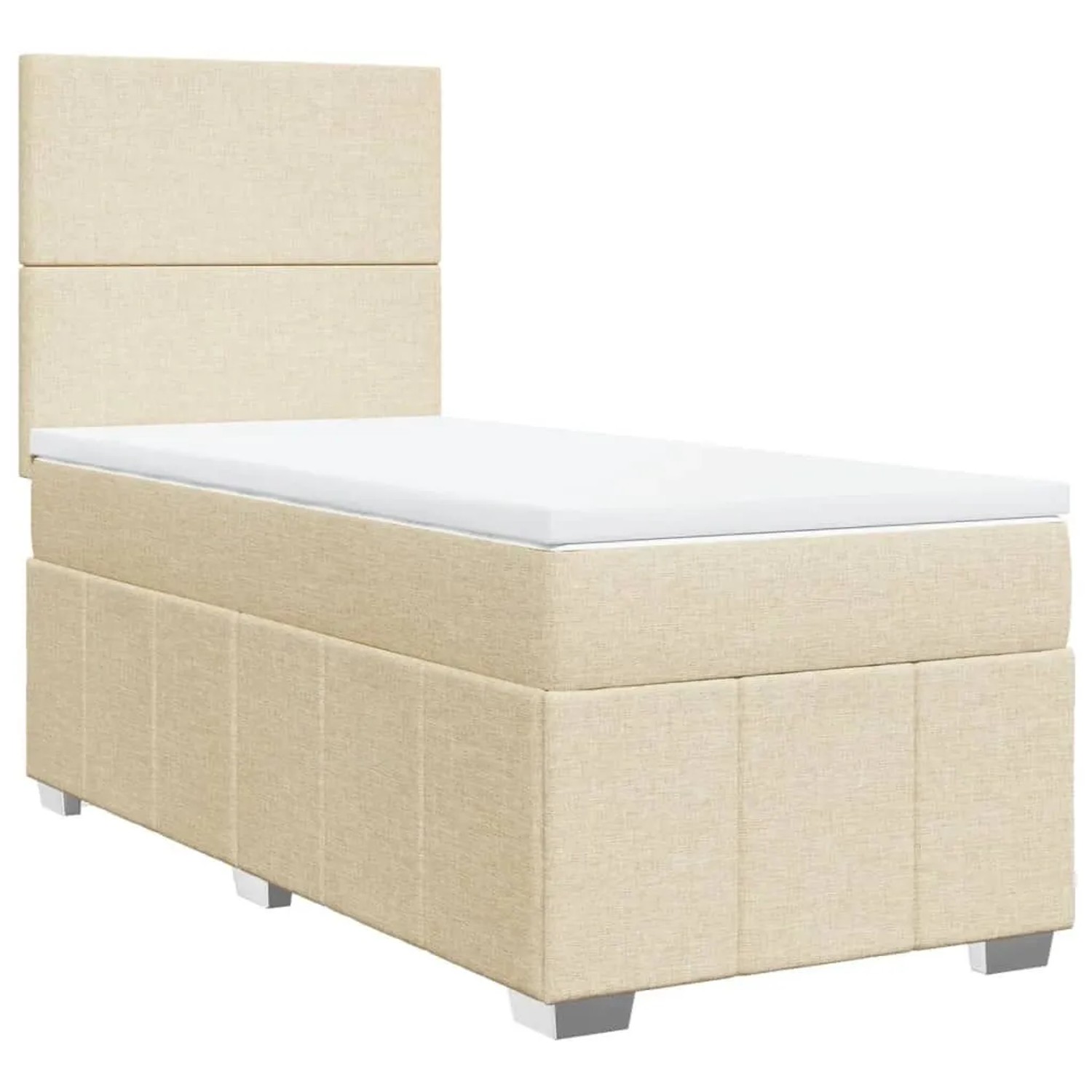 vidaXL Boxspringbett mit Matratze Creme 100x200 cm Stoff 3291577
