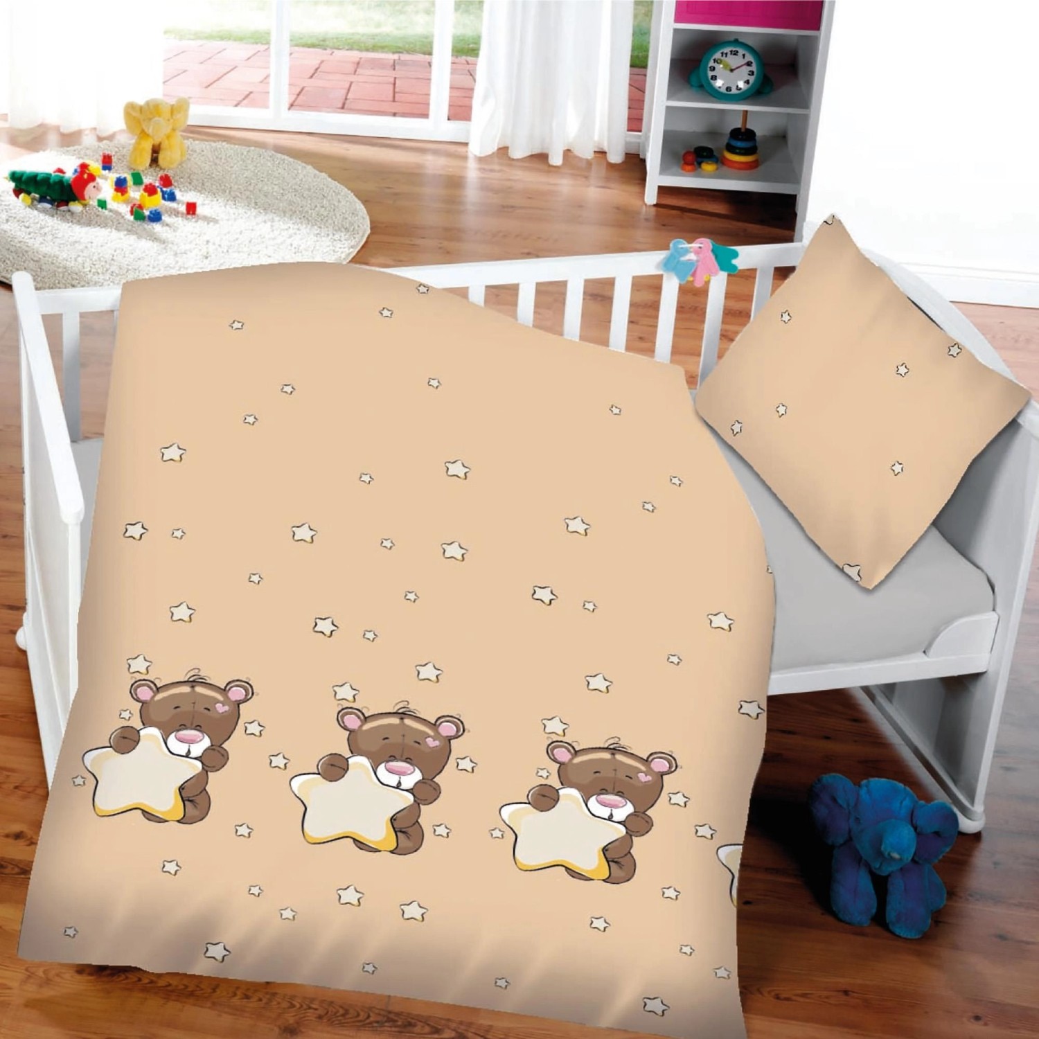 Bestlivings Kinder Bettwäsche 100 x 135 cm & 40 x 60 cm - Bär mit Stern günstig online kaufen