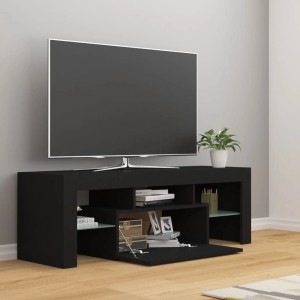 Schwarzer VidaXL TV-Schrank mit LED-Beleuchtung, 120x35x40 cm, Modell 2. Wohnwand mit offenem Fach.