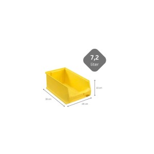 Gelbe Sichtlagerbox 4.0, 15x20x35 cm, 7,2 Liter, für Aufbewahrungssysteme.