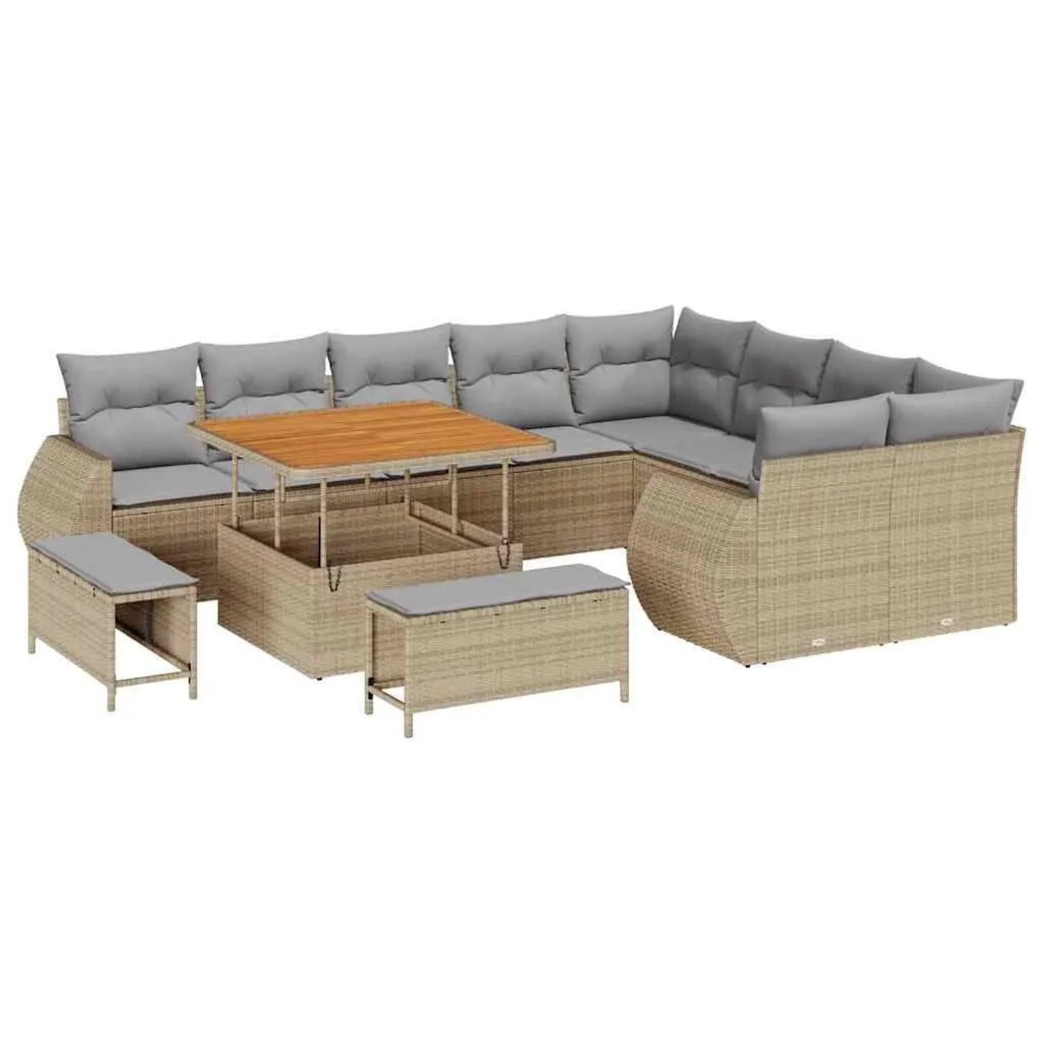 vidaXL Gartensofa-set mit Kissen 12-Tlg Beige und Hellgrau Poly-Rattan 3363 günstig online kaufen