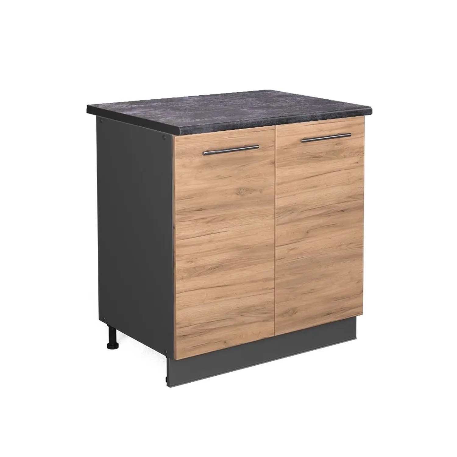 Vicco Küchenunterschrank Fame-Line Goldkraft Eiche/Anthrazit 80 x 82 Arbeitsplatte Anthrazit