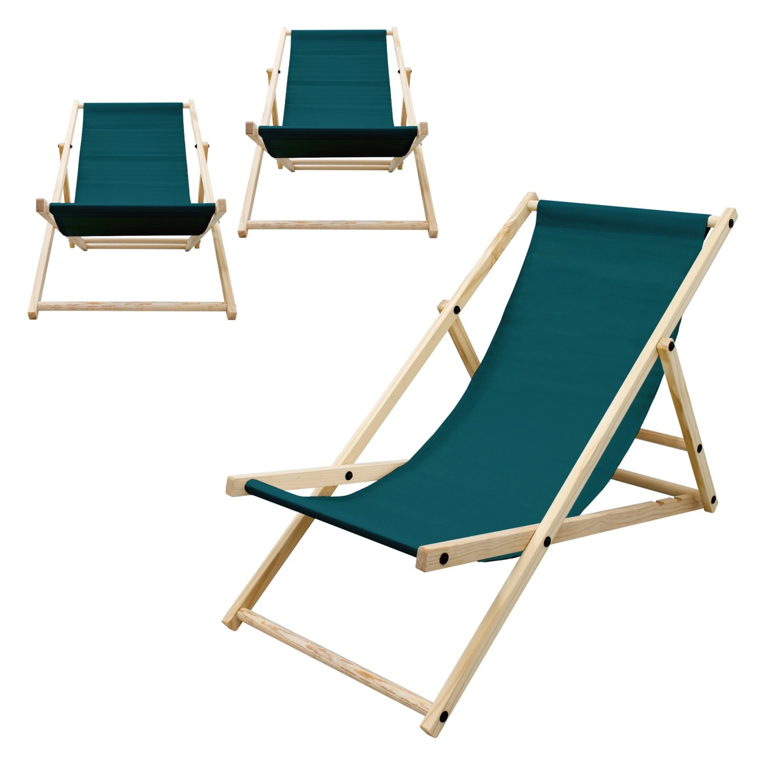 ECD Germany 3Er Set Liegestuhl Klappbar Dunkelgrün Holz 3 Positionen bis 12 günstig online kaufen