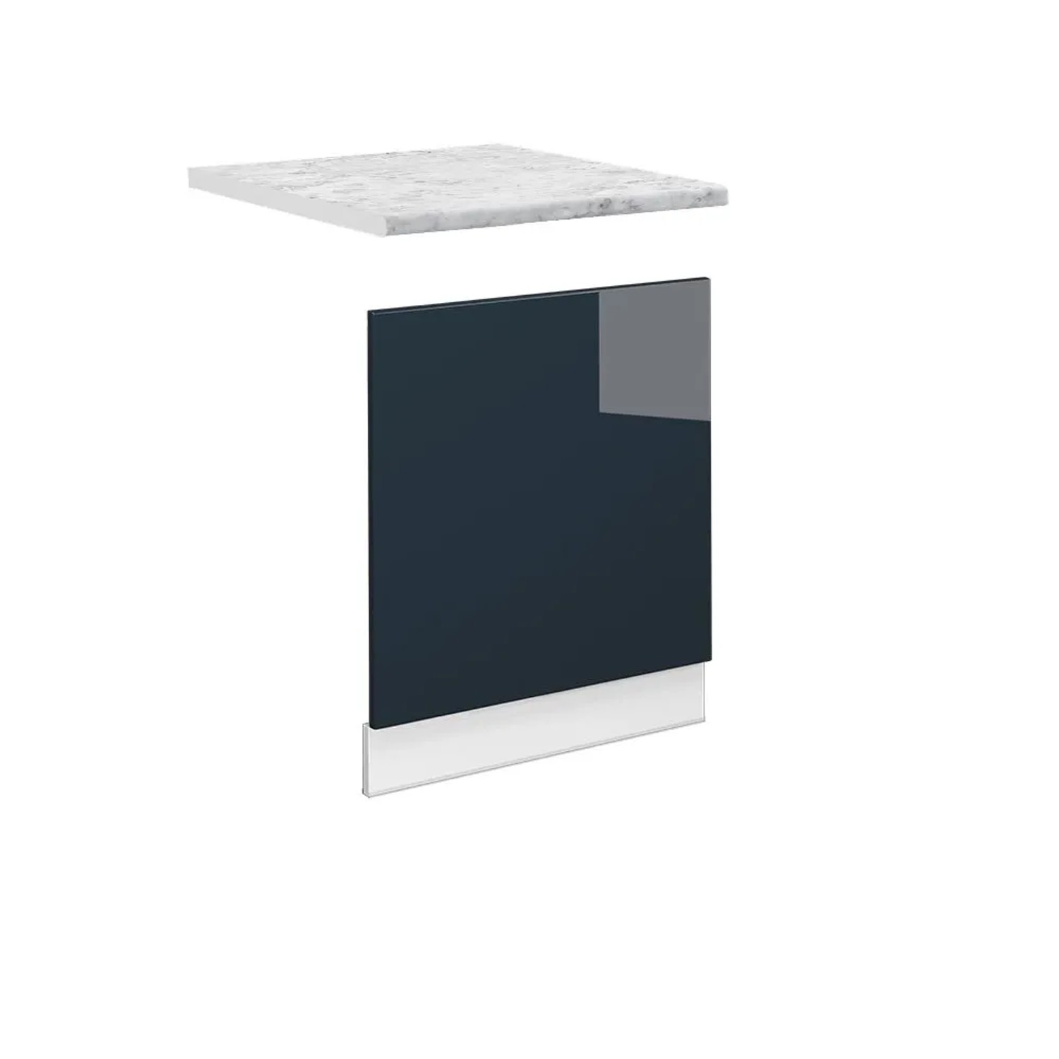 Vicco Frontblende Fame-Line DunkelBlau Hochglanz Anthrazit 60 cm AP Marmor