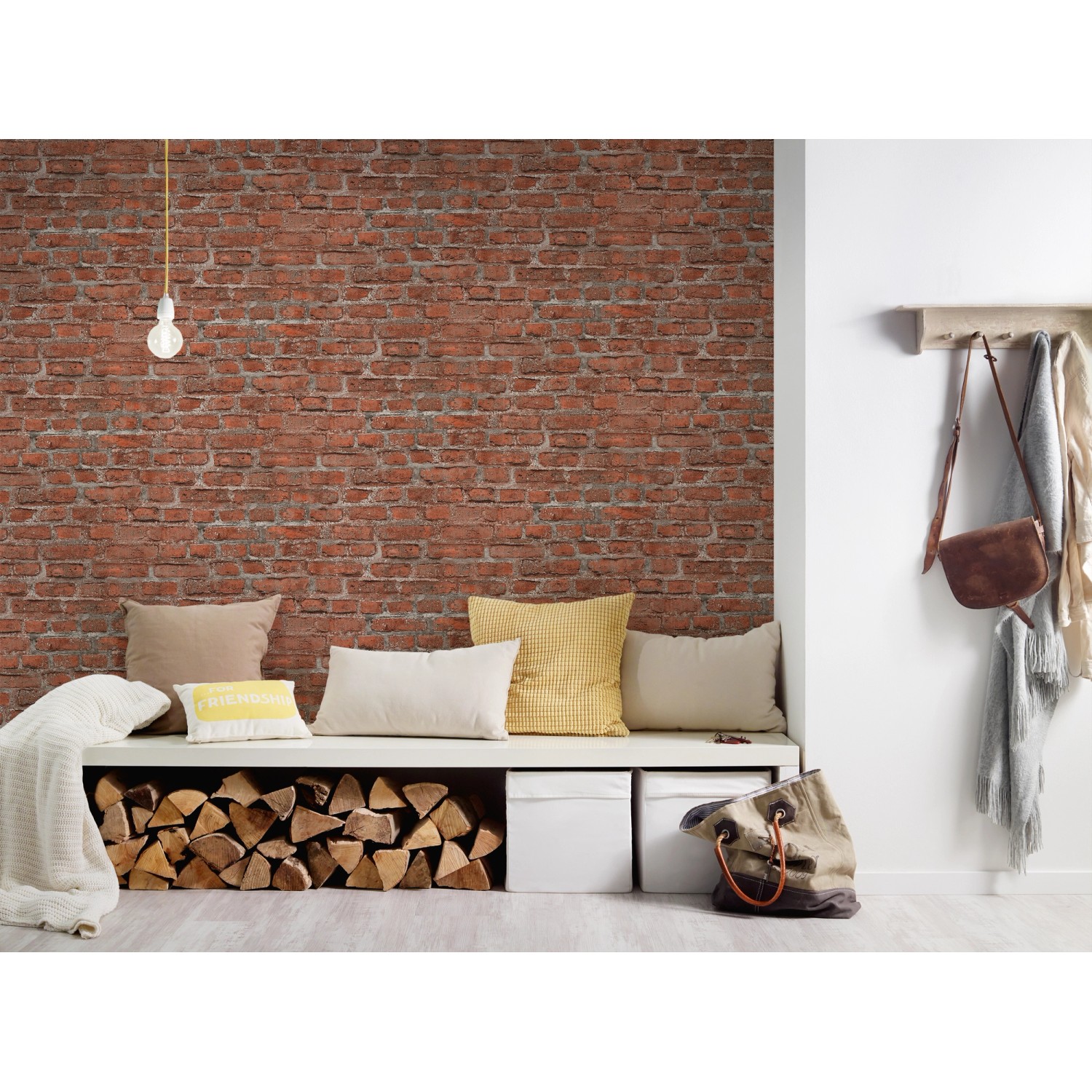 AS-Creation Vliestapete Bude 2.0 in Steinoptik, rot-grau, matte Struktur.