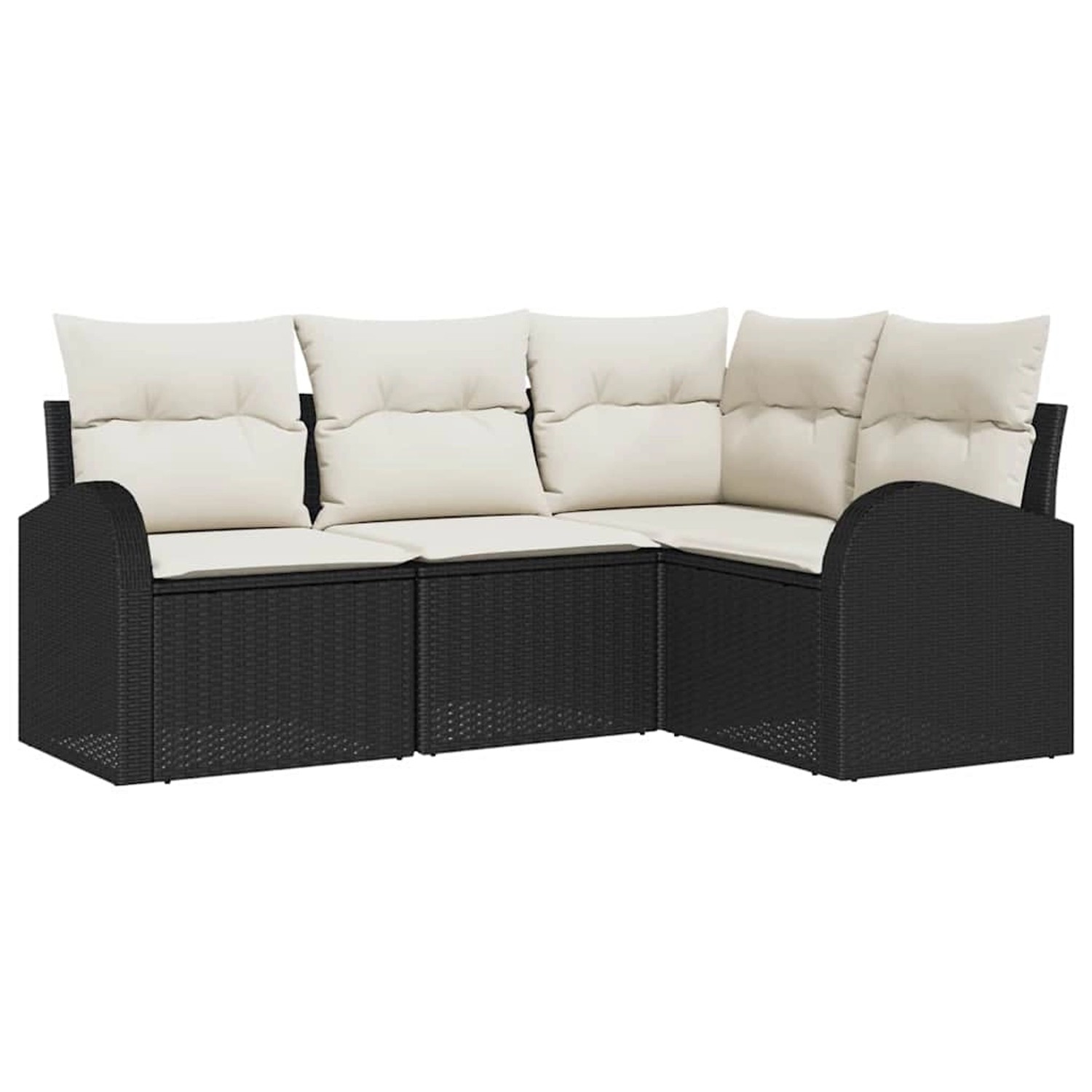 vidaXL Garten-Sofa-Set mit Kissen 4-Tlg Schwarz Weiß Poly Rattan 3354686 günstig online kaufen