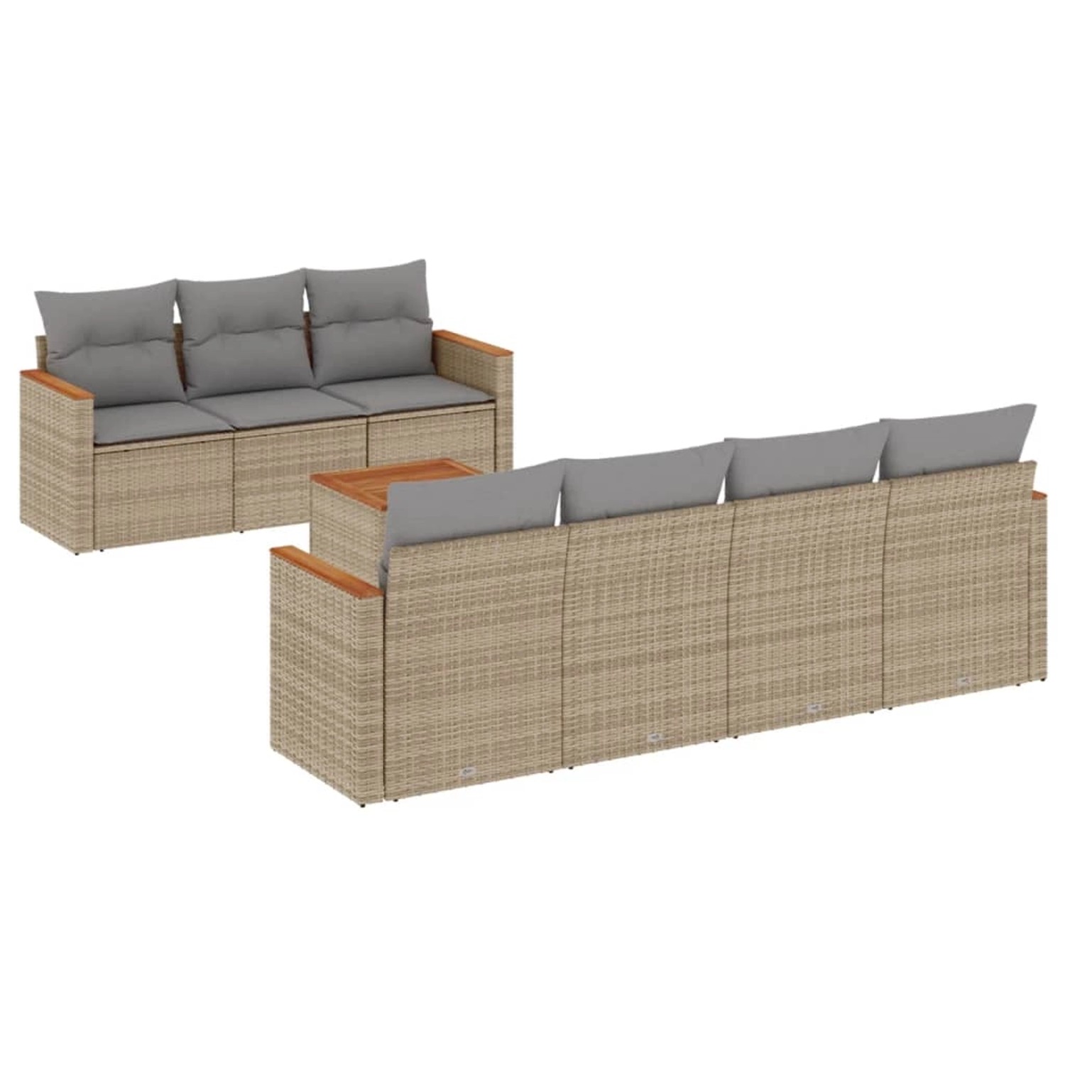 vidaXL 8-Tlg Garten-Sofagarnitur mit Kissen Beige Poly Rattan 3225807 günstig online kaufen