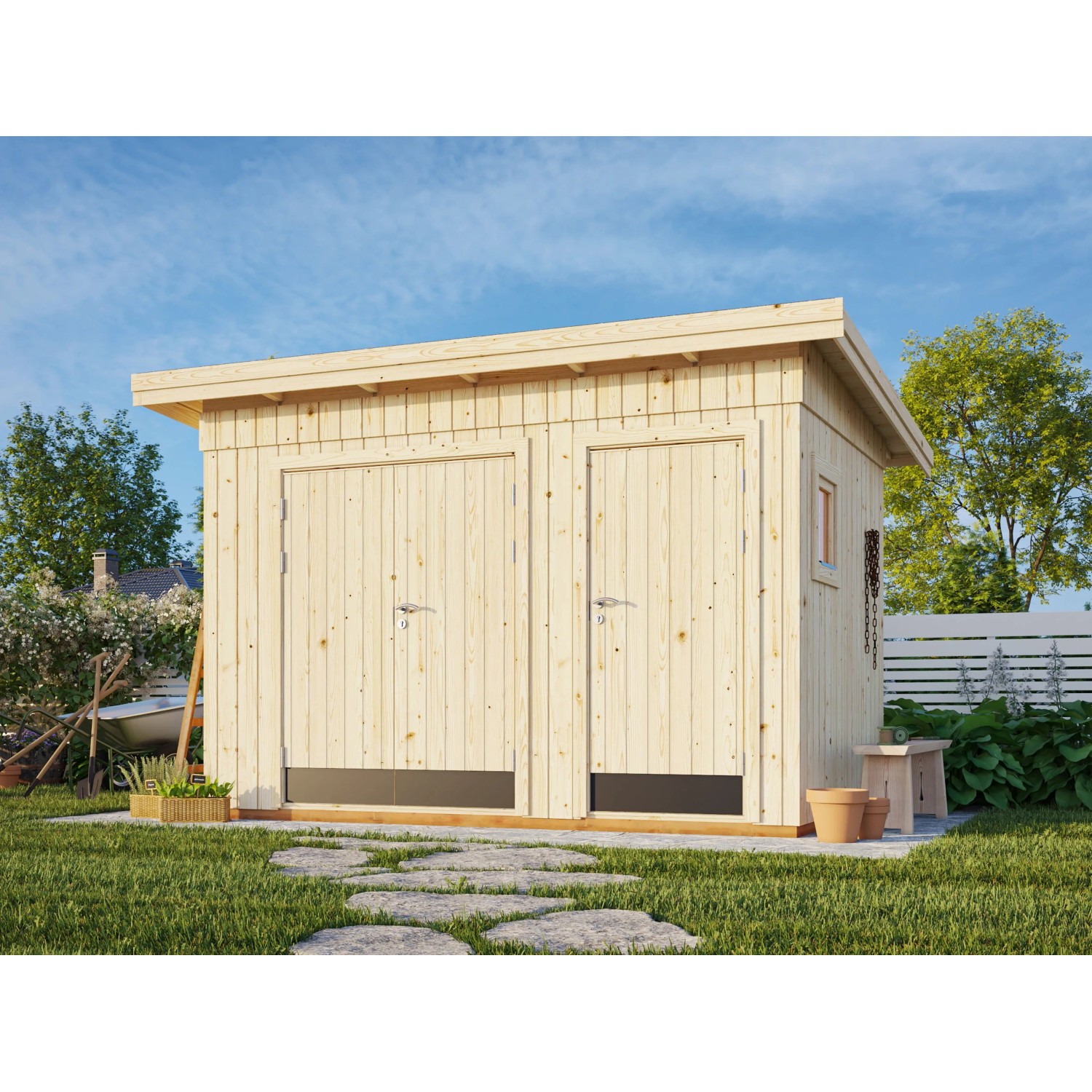 Palmako Kalle Holz-Gartenhaus Natur Pultdach Unbehandelt 221 cm günstig online kaufen