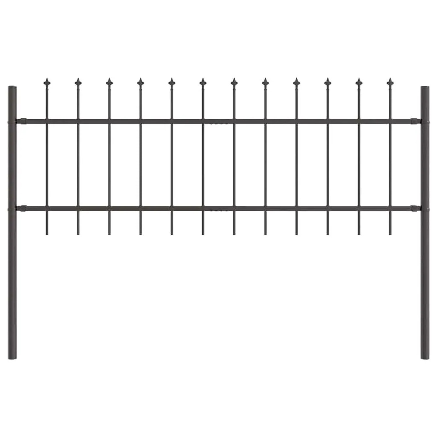 vidaXL Gartenzaun Grau 10,2 x 0,6 m Pulverbeschichteter Stahl 3334108 günstig online kaufen