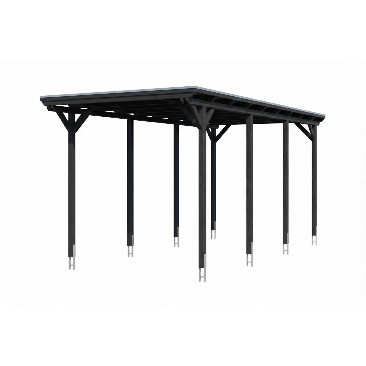 Skan Holz Carport Emsland Caravan Stahl-Dachplatten 402 cm x 846 cm Anthrazit