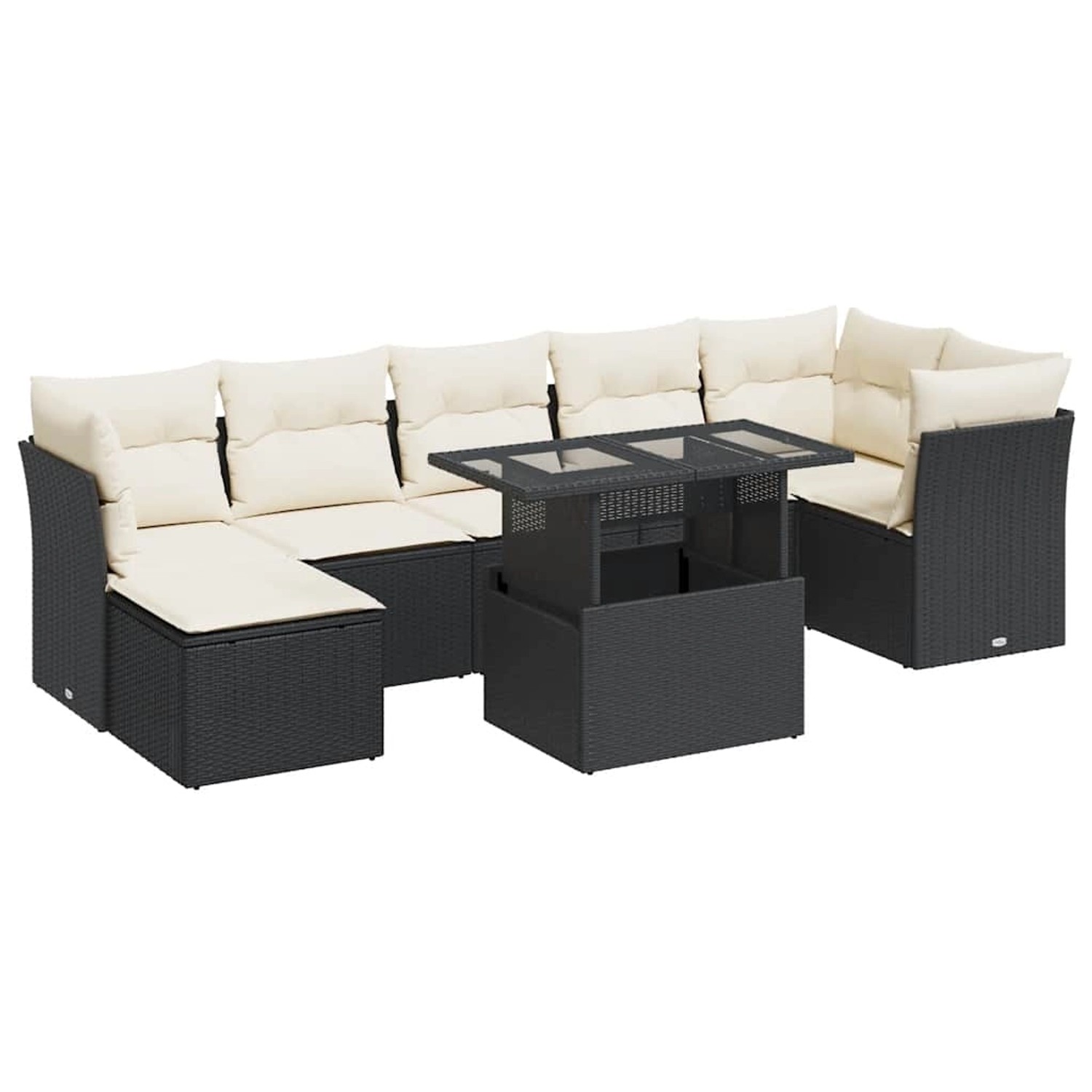 vidaXL 8-Tlg Garten-Sofagarnitur mit Kissen Schwarz Poly Rattan 3326197 günstig online kaufen