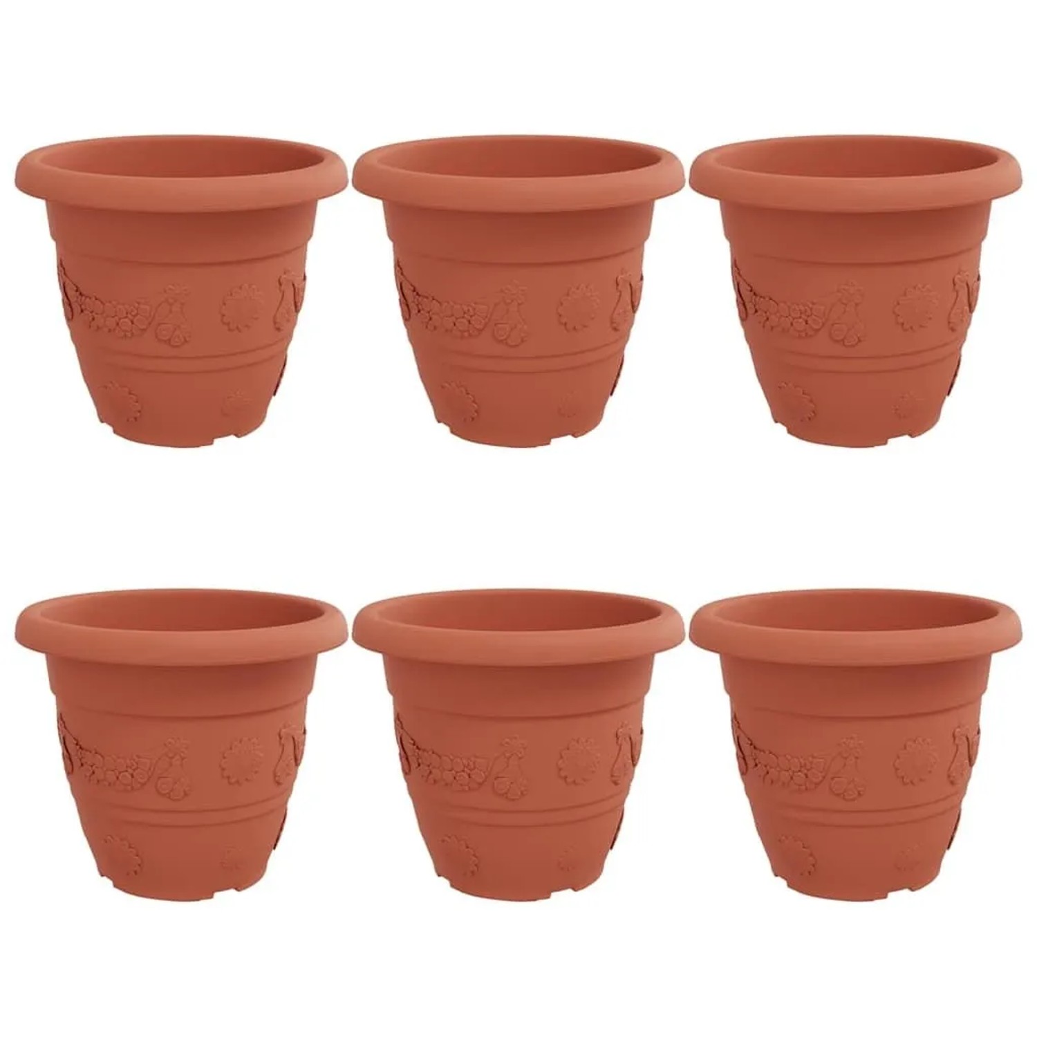 vidaXL Runder Blumentopf 6 Stk Ziegelrot Ø 26 x 21,5 cm Kunststoff 42020283