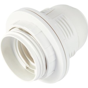 Weiße E27 Lampenfassung aus Kunststoff für Lampeninstallationen.