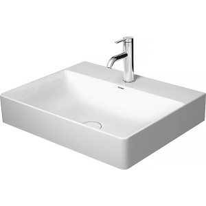 Duravit DuraSquare Handwaschbecken, 60 cm, weiß, mit Hahnloch und Überlauf. Modernes Aufsatzwaschbecken.