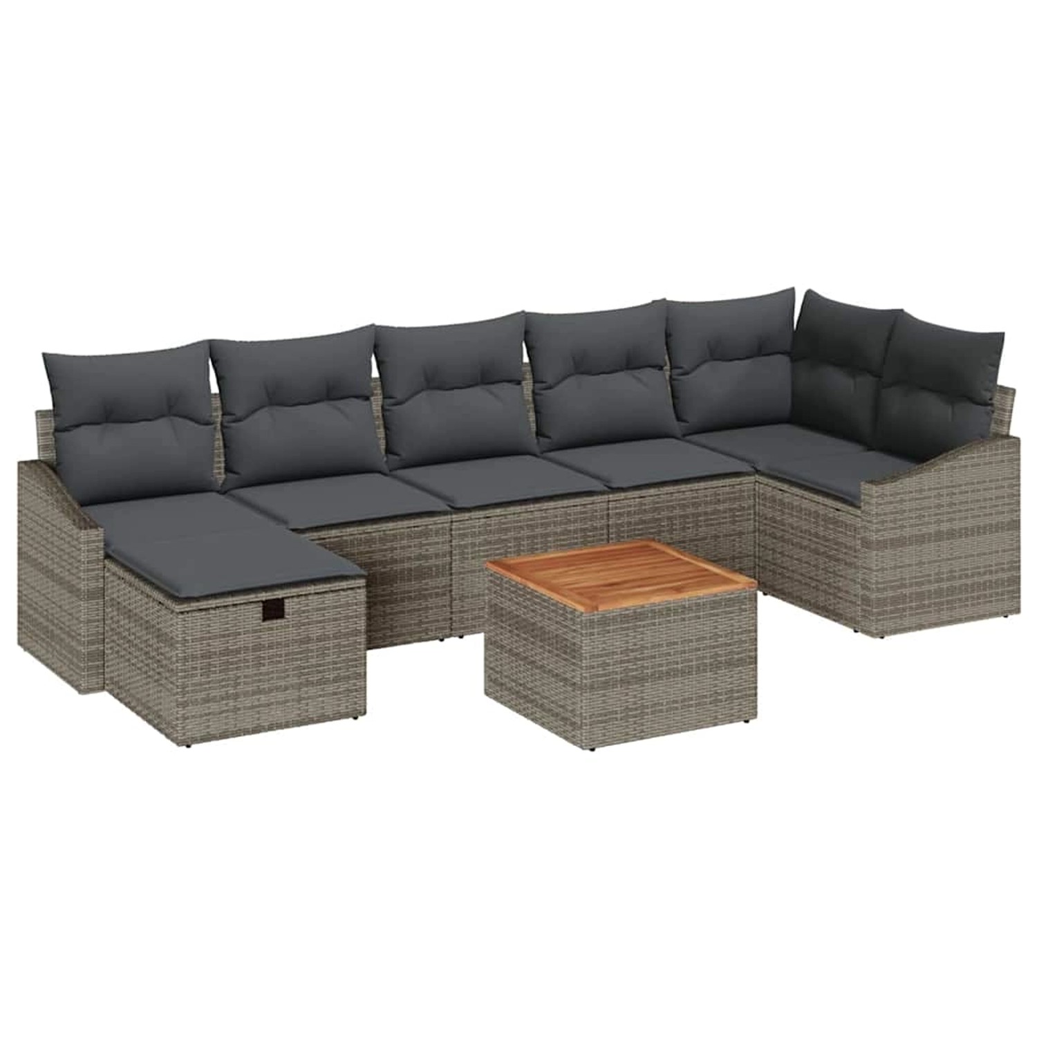 vidaXL Garten-Sofa-Set mit Kissen mit Speicher 8-Tlg Grau Poly Rattan 33595 günstig online kaufen