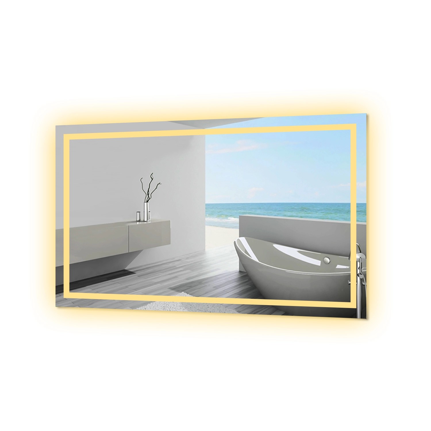 Aica Sanitär Badspiegel 120x70 cm Spiegel mit LED Beleuchtung Dreh Knopfsch günstig online kaufen