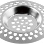 Rundes Abflusssieb aus Edelstahl (75 mm) mit Löchern zum Auffangen von Haaren und Schmutz.