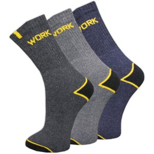 Workpower Wintersocken 3er-Pack in verschiedenen Grautönen, Größe 39-42, für warme Füße bei der Arbeit.