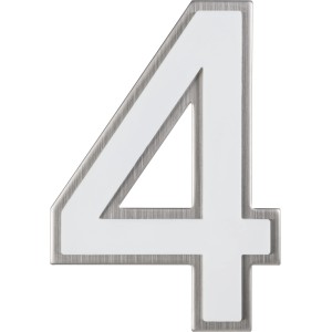 Nachtleuchtende Hausnummer Nr. 4 von Alpertec aus Edelstahl.