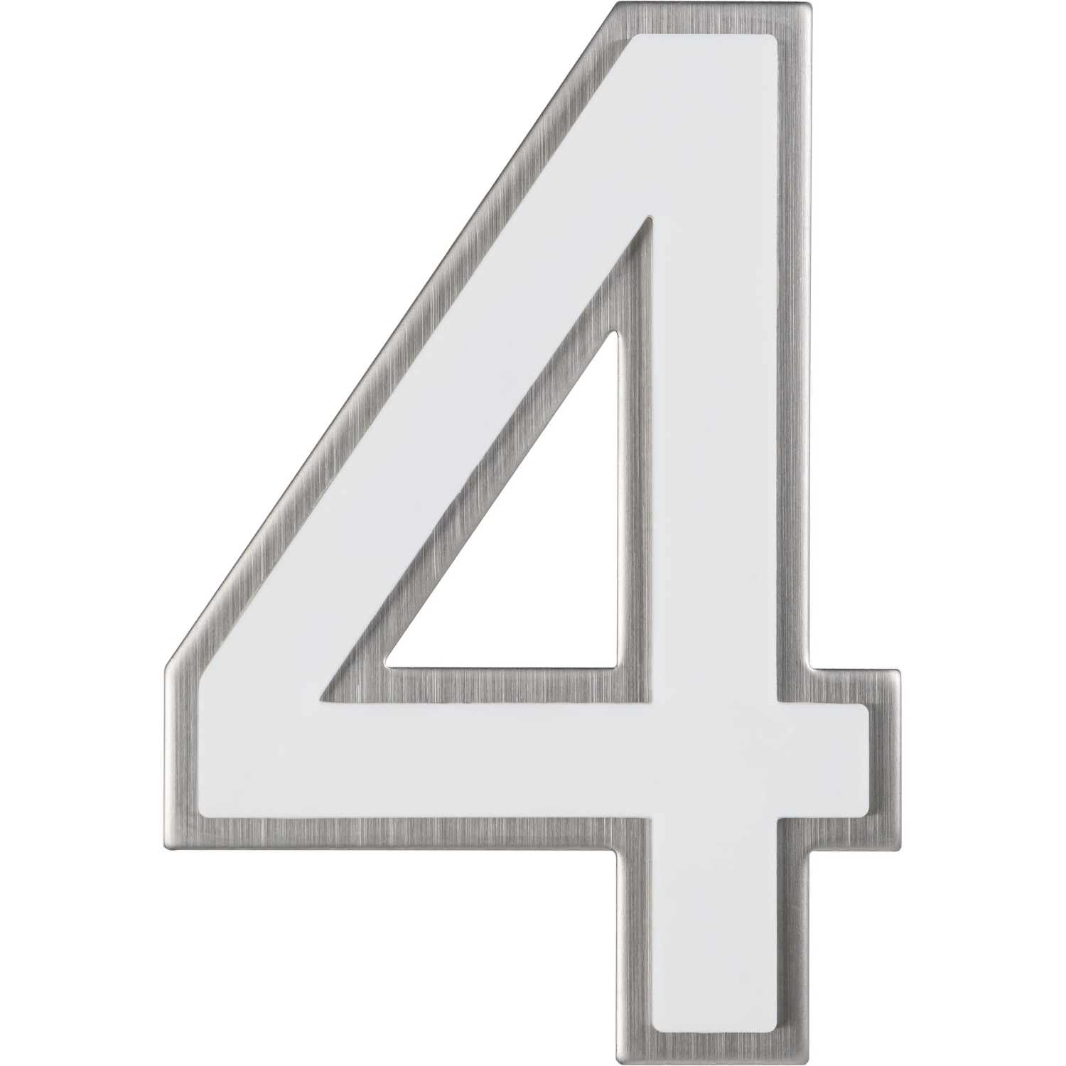 Nachtleuchtende Hausnummer Nr. 4 von Alpertec aus Edelstahl.