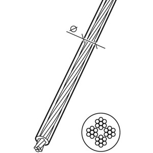 Conacord Stahldrahtseil, verzinkt, mit PVC-Ummantelung, 3/4 mm x 10 m, Detailaufnahme.