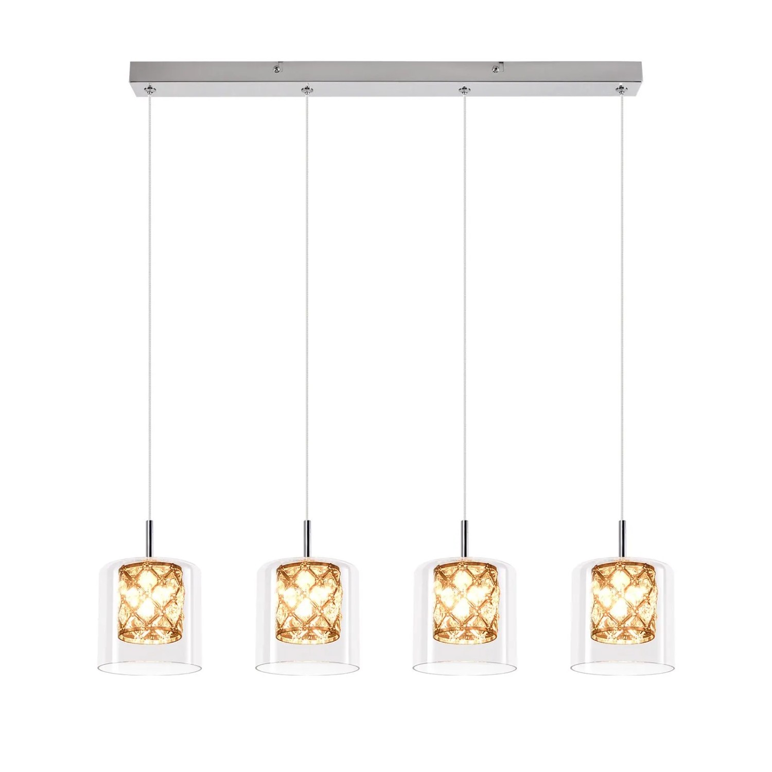 Nettlife Achim Pendelleuchte aus Metall Silber L 58 cm G9 max. 25 W