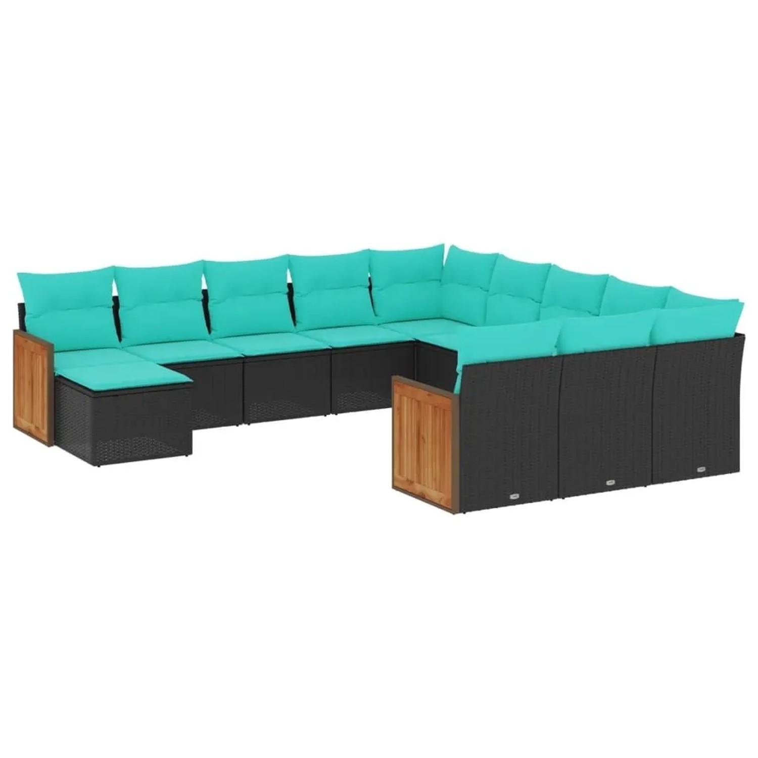 vidaXL 12-Tlg Gartensofa-Set mit Kissen Schwarz Polyrattan 3228262 günstig online kaufen