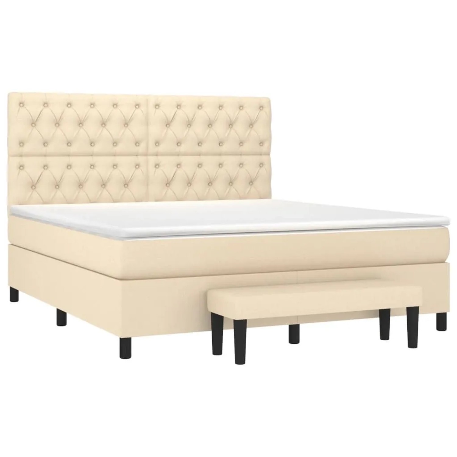 vidaXL Boxspringbett mit Matratze Creme 160x200 cm Stoff 3136850