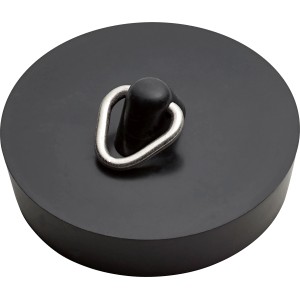 Schwarzer Ventilstopfen (Ø 45,5 mm) für Waschbecken und Badewannen mit Überlauf.
