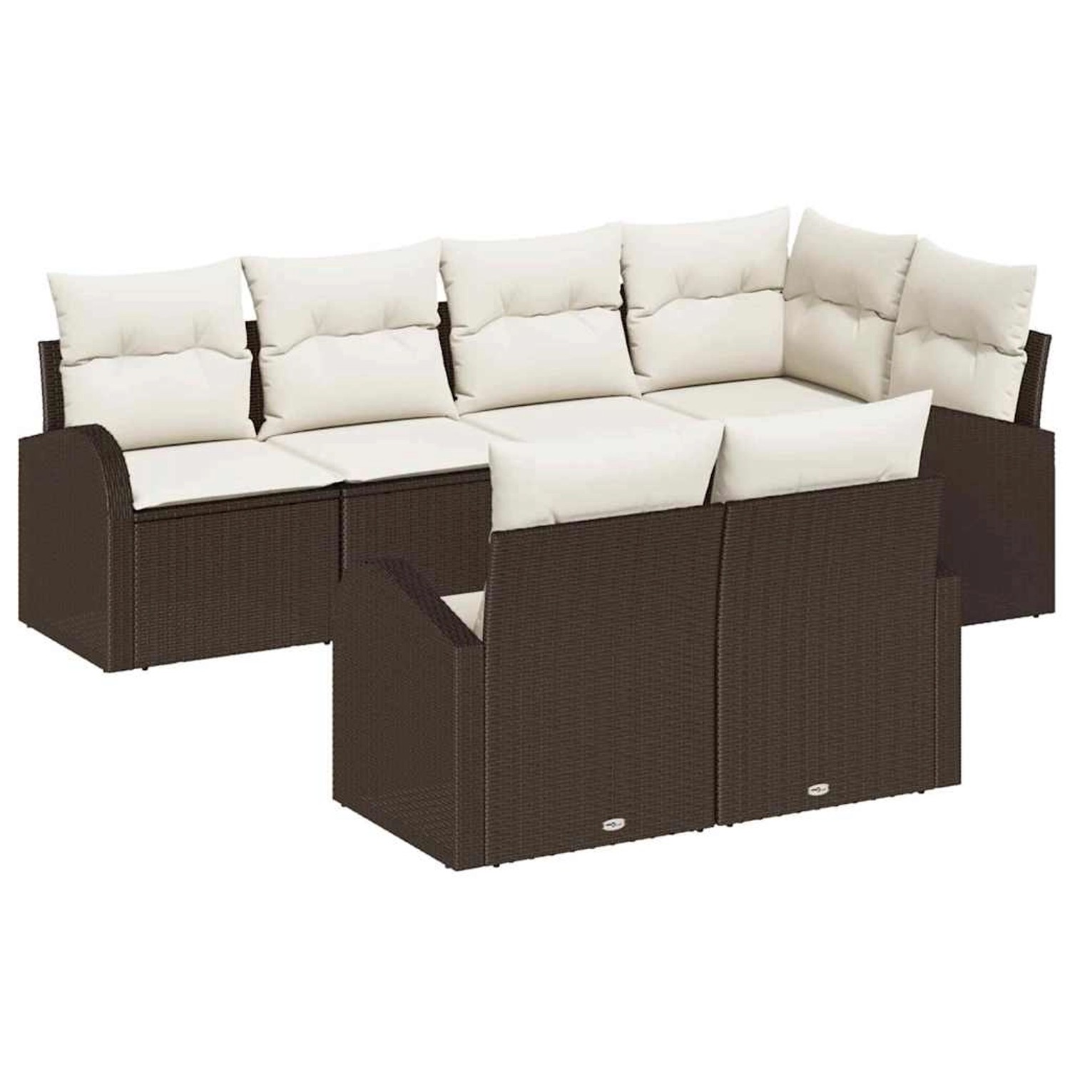 vidaXL Garten-Sofa-Set mit Kissen 7-Tlg Braun Poly Rattan 3346078 günstig online kaufen
