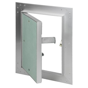 Offene ECD Germany Revisionsklappe 150x200 mm mit GK-Einlage und Alurahmen.
