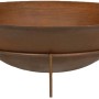 Braune Siena Garden Feuerschale Rusty (Ø 80 cm) aus Gusseisen mit Stahlunterstand und Griffen.