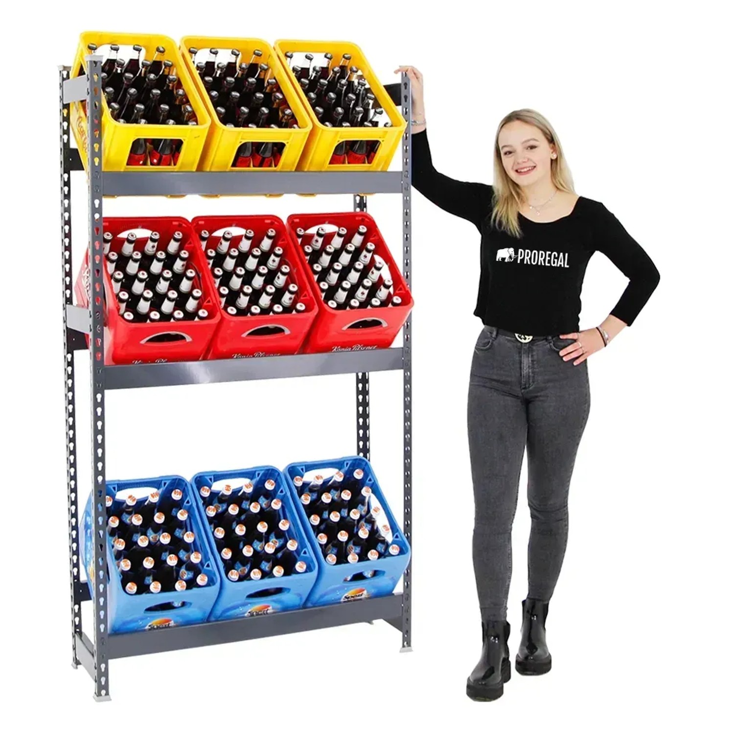 PROREGAL Regal für Getränkekisten 180 x 100 x 30 cm 9 Kisten Anthrazit kaufen bei OBI