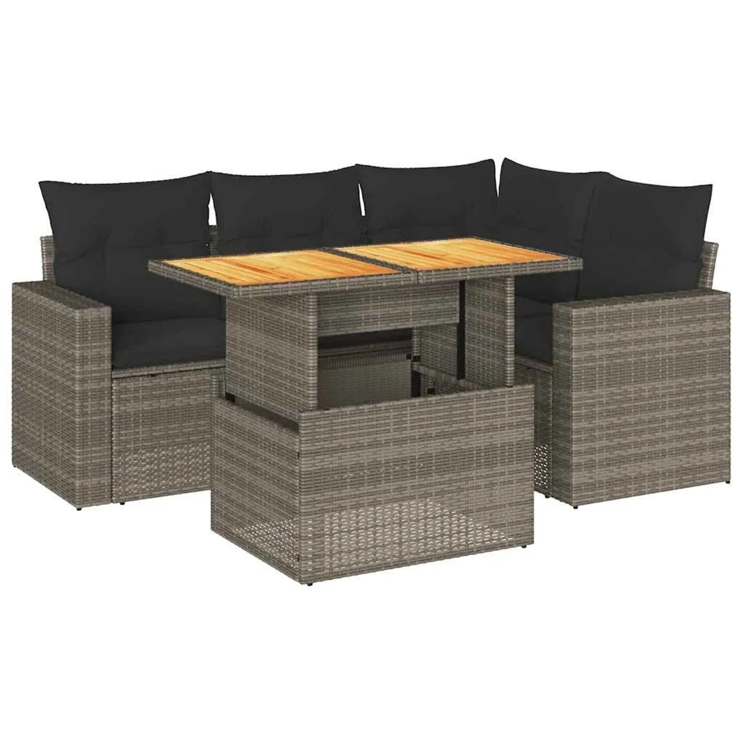 vidaXL 5-Tlg Garten-Sofagarnitur mit Kissen Grau Poly Rattan 3327035 günstig online kaufen