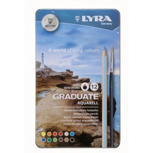 LYRA Graduate Aquarellstifte, 12 Farben mit Pinsel im Set.