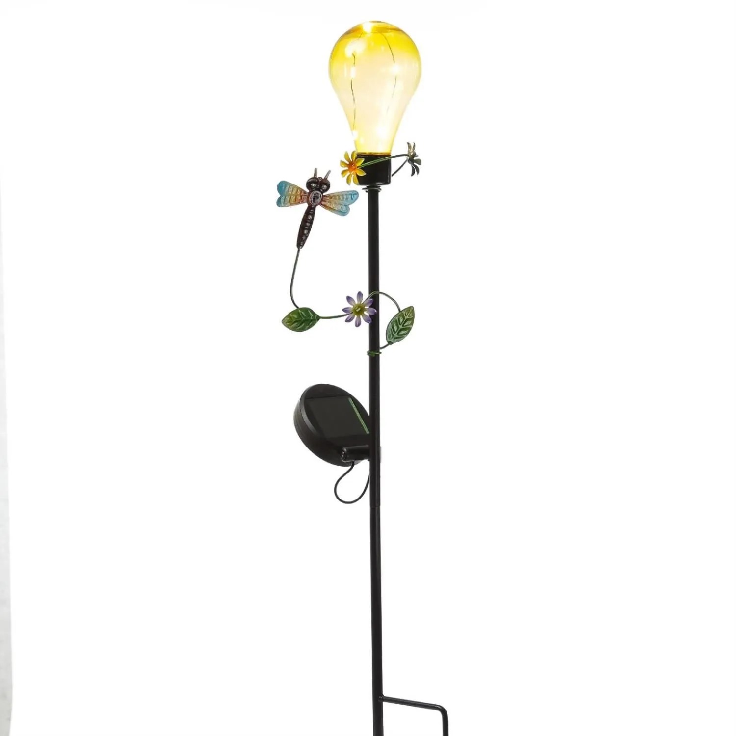 Marelida LED Solar Gartenstecker Libelle Erdspieß Glühbirne Für Garten Balkon H  84cm