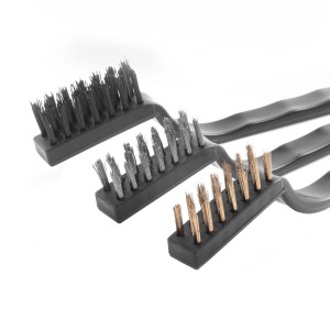 STAHLWERK Drahtbürsten Set, 3-teilig: Messing-, Stahl- und Nylonbürste für Werkzeug-Sets.