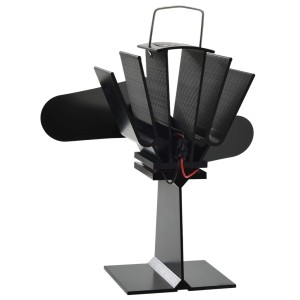 Schwarzer, wärmebetriebener Ofenventilator mit 2 Blättern von vidaXL für Kamine & Öfen.