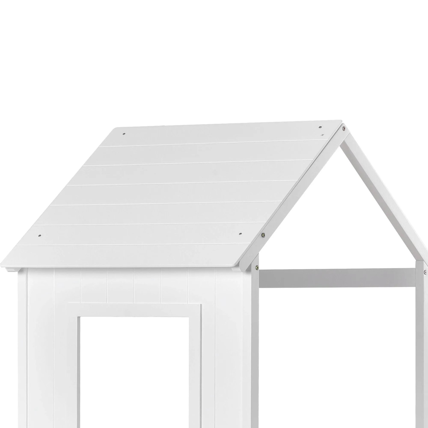 KOMHTOM Etagenbett 90x200Cm  Kinderbett  Kabinenbett Mit Leiter Und Baldachin  Bodentief  Massivholz + Mdf  Weiß  Matratze Nicht Enthalten
