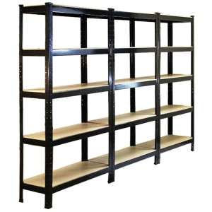 Monstershop 3er Set T-Rax Lagerregale, 75cm, schwarz, mit MDF-Böden und Gummihammer.