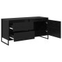 Schwarzer TV-Schrank in Eichen-Optik (100 cm) mit Schubladen und Tür.