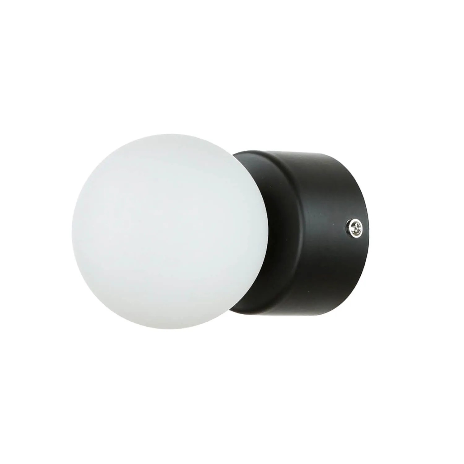 EASYLIGHT Wandlampe Kugelschirm Bad Klein Schwarz Weiß Metall Glas G9 IP44